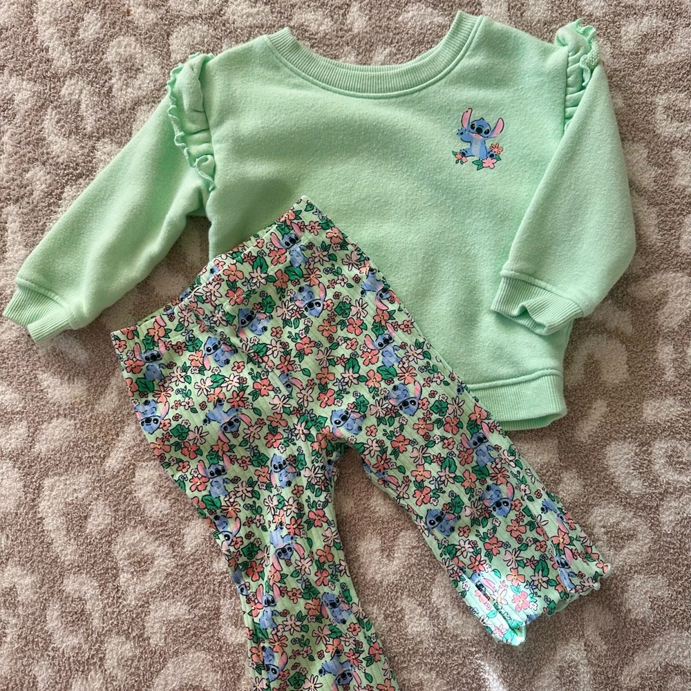 Disney Mint Green Stitch Kids Matching Set